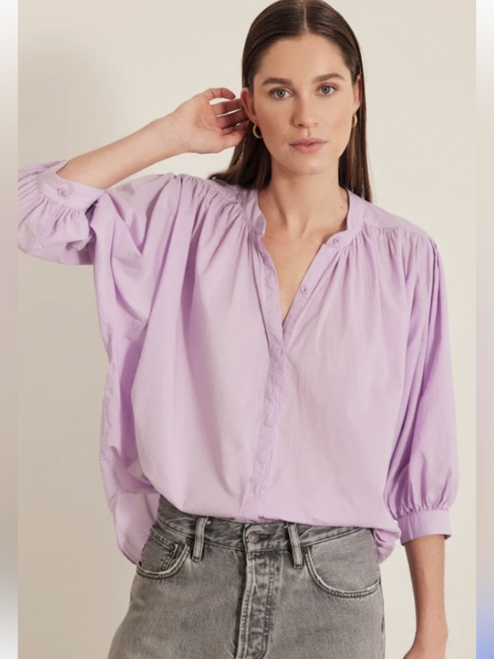 Xirena Lavender Cotton Blouse size L